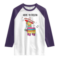 Funny Pinata Mexican Raglan Shirt Here To Fiesta - Wonder Print Shop