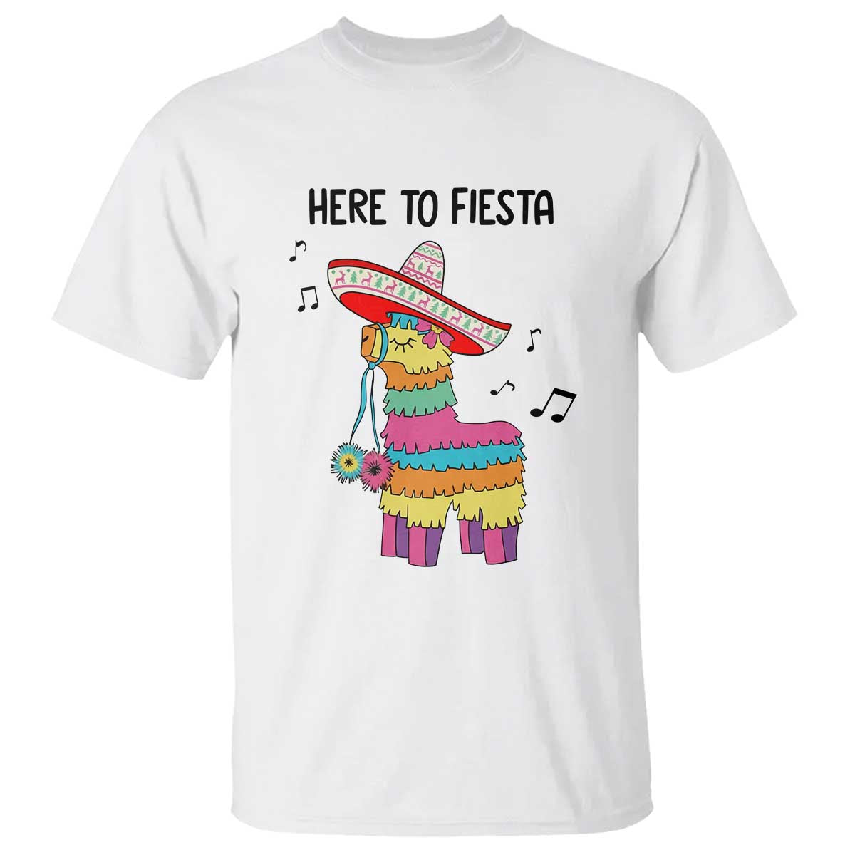 Funny Pinata Mexican T Shirt Here To Fiesta - Wonder Print Shop