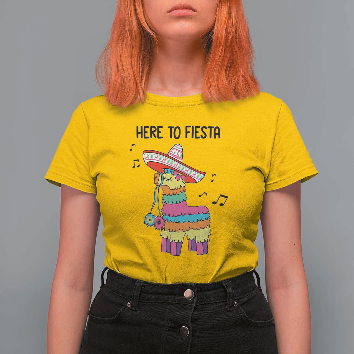 Funny Pinata Mexican T Shirt For Women Here To Fiesta - Wonder Print Shop