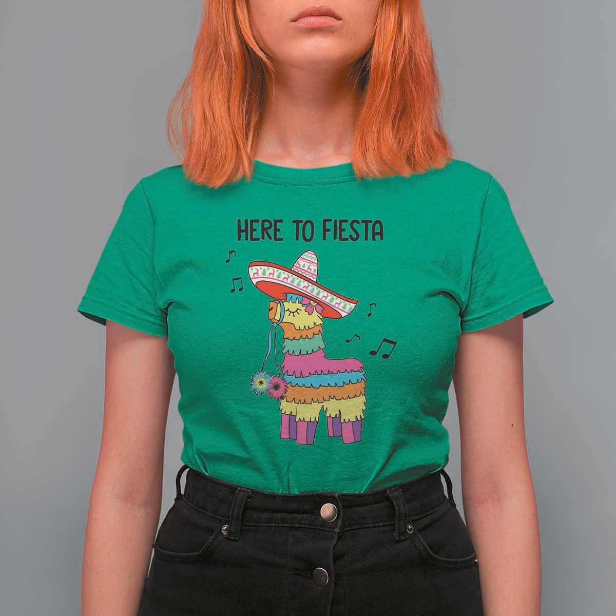 Funny Pinata Mexican T Shirt For Women Here To Fiesta - Wonder Print Shop