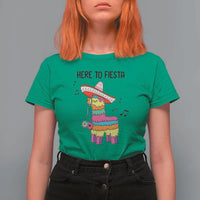 Funny Pinata Mexican T Shirt For Women Here To Fiesta - Wonder Print Shop