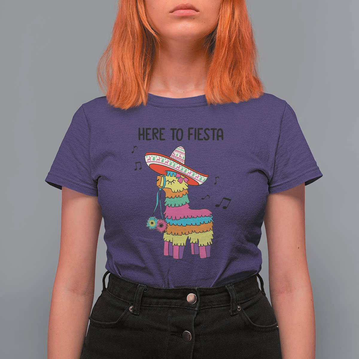 Funny Pinata Mexican T Shirt For Women Here To Fiesta - Wonder Print Shop