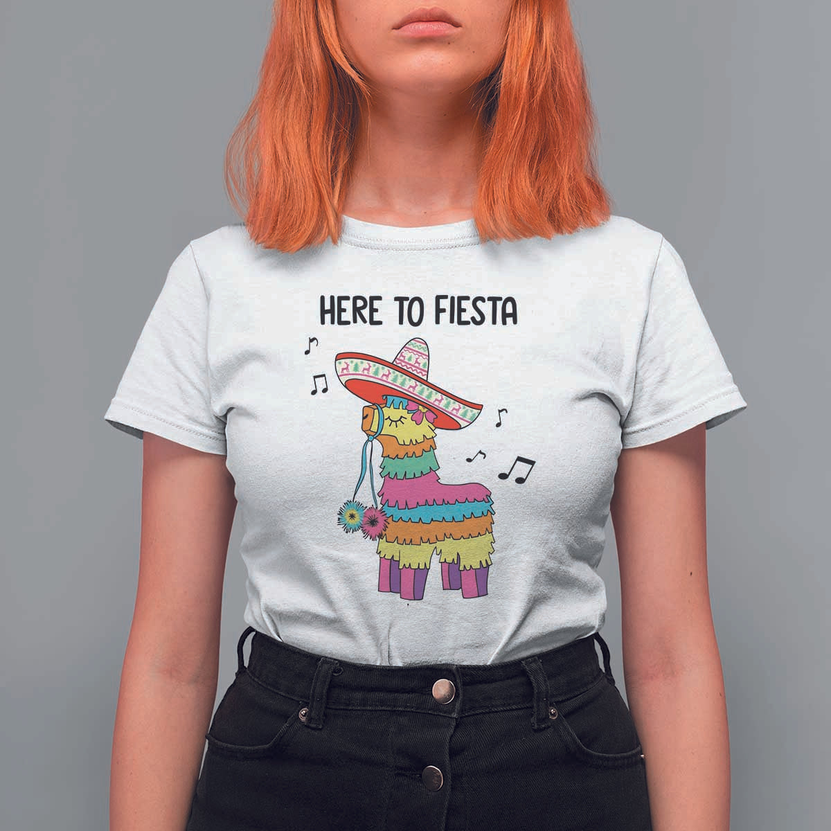 Funny Pinata Mexican T Shirt For Women Here To Fiesta - Wonder Print Shop
