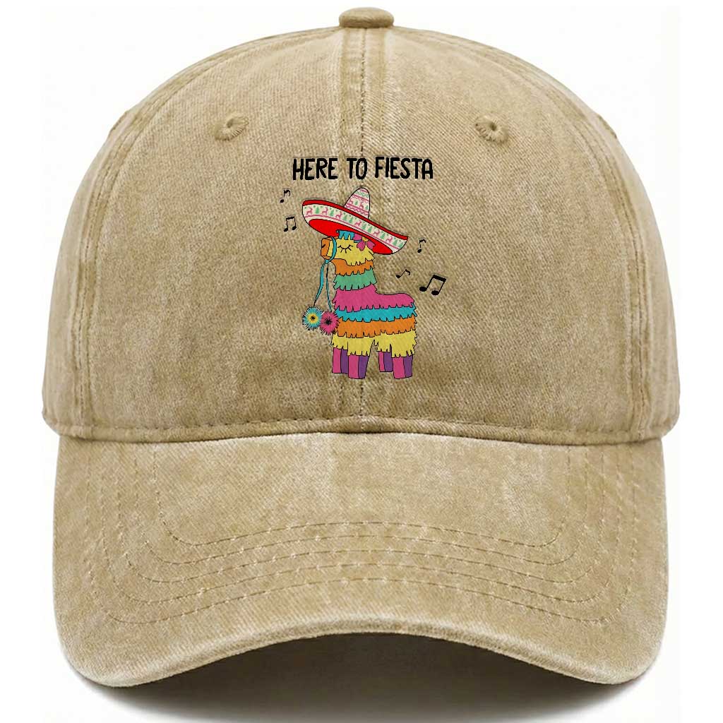 Funny Pinata Mexican Washed Cotton Baseball Cap Here To Fiesta