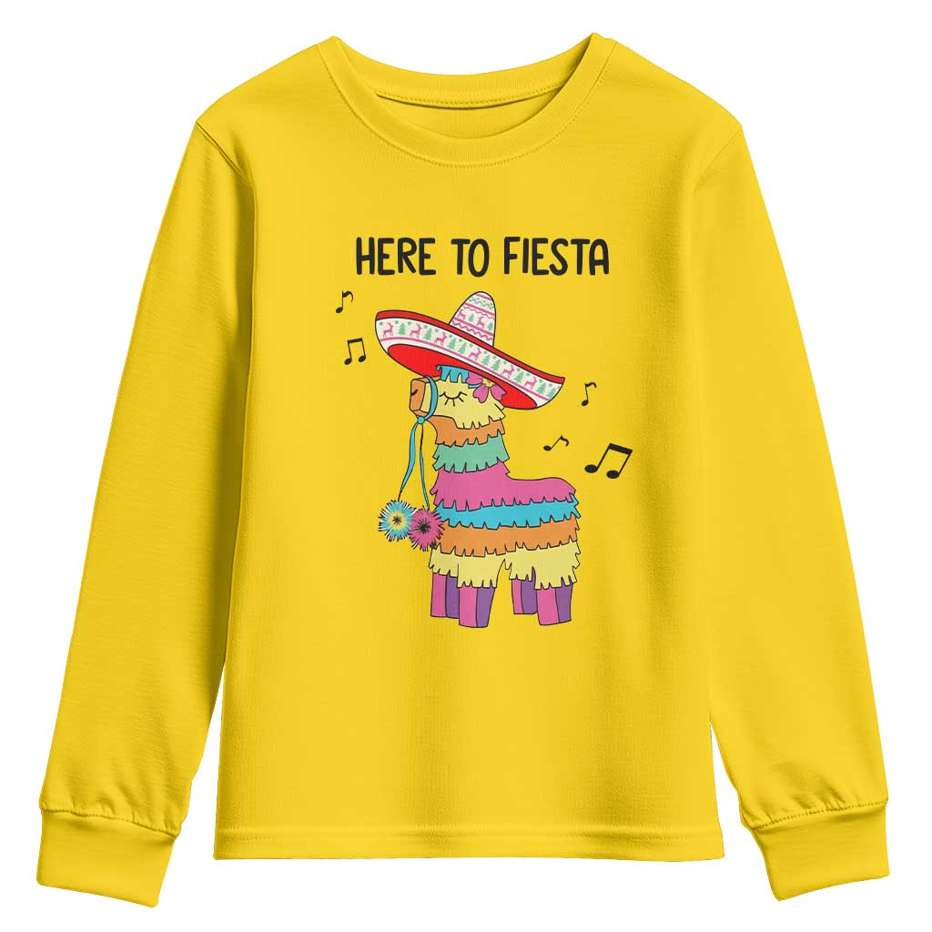 Funny Pinata Mexican Youth Sweatshirt Here To Fiesta - Wonder Print Shop