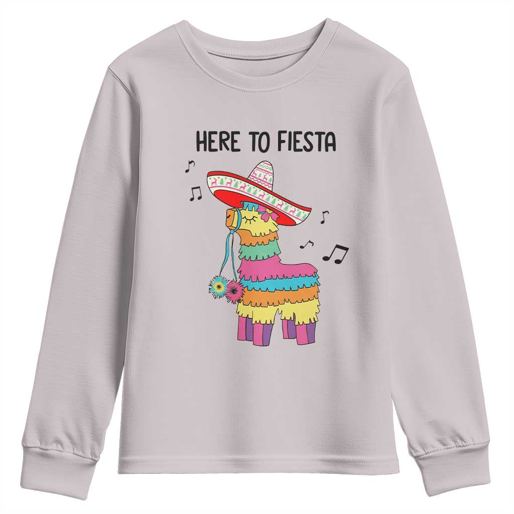 Funny Pinata Mexican Youth Sweatshirt Here To Fiesta - Wonder Print Shop