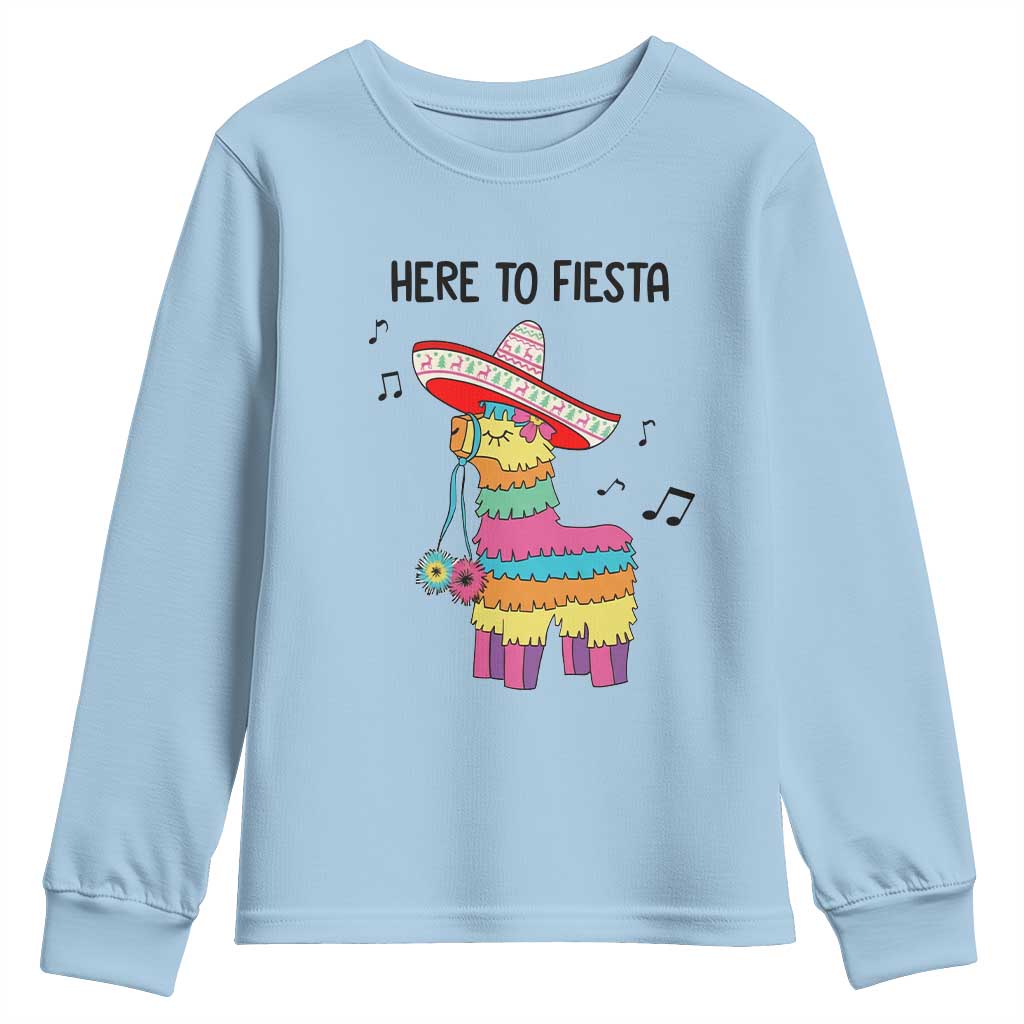 Funny Pinata Mexican Youth Sweatshirt Here To Fiesta - Wonder Print Shop