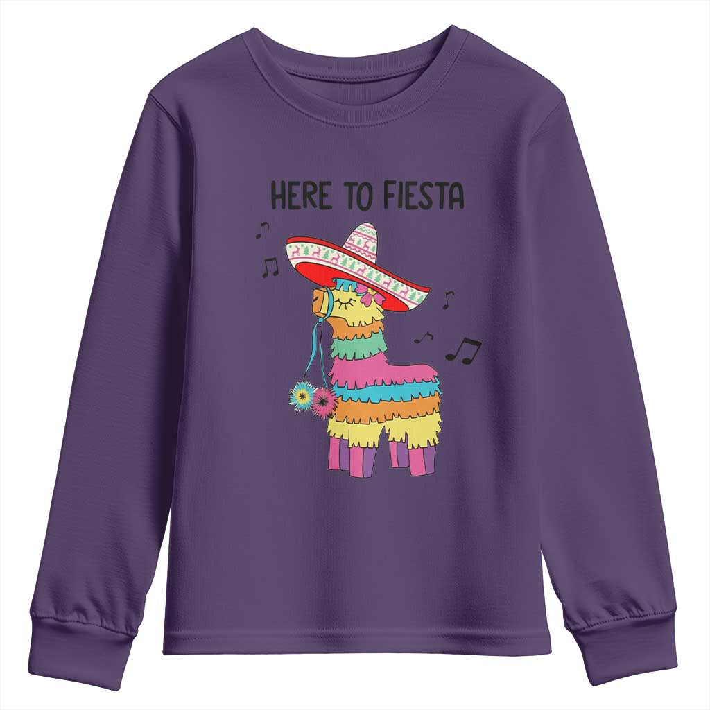 Funny Pinata Mexican Youth Sweatshirt Here To Fiesta - Wonder Print Shop