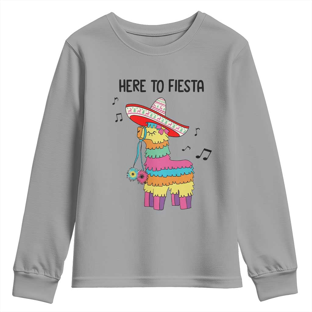 Funny Pinata Mexican Youth Sweatshirt Here To Fiesta - Wonder Print Shop