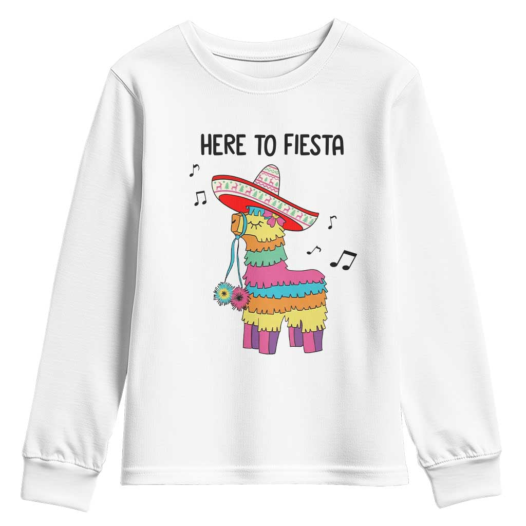 Funny Pinata Mexican Youth Sweatshirt Here To Fiesta - Wonder Print Shop