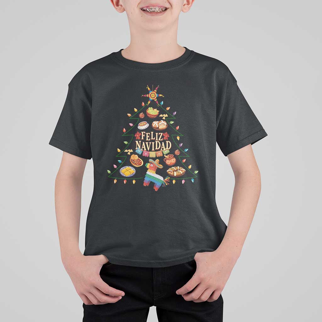Feliz Navidad T Shirt For Kid Mexican Christmas Tree Fiesta - Wonder Print Shop