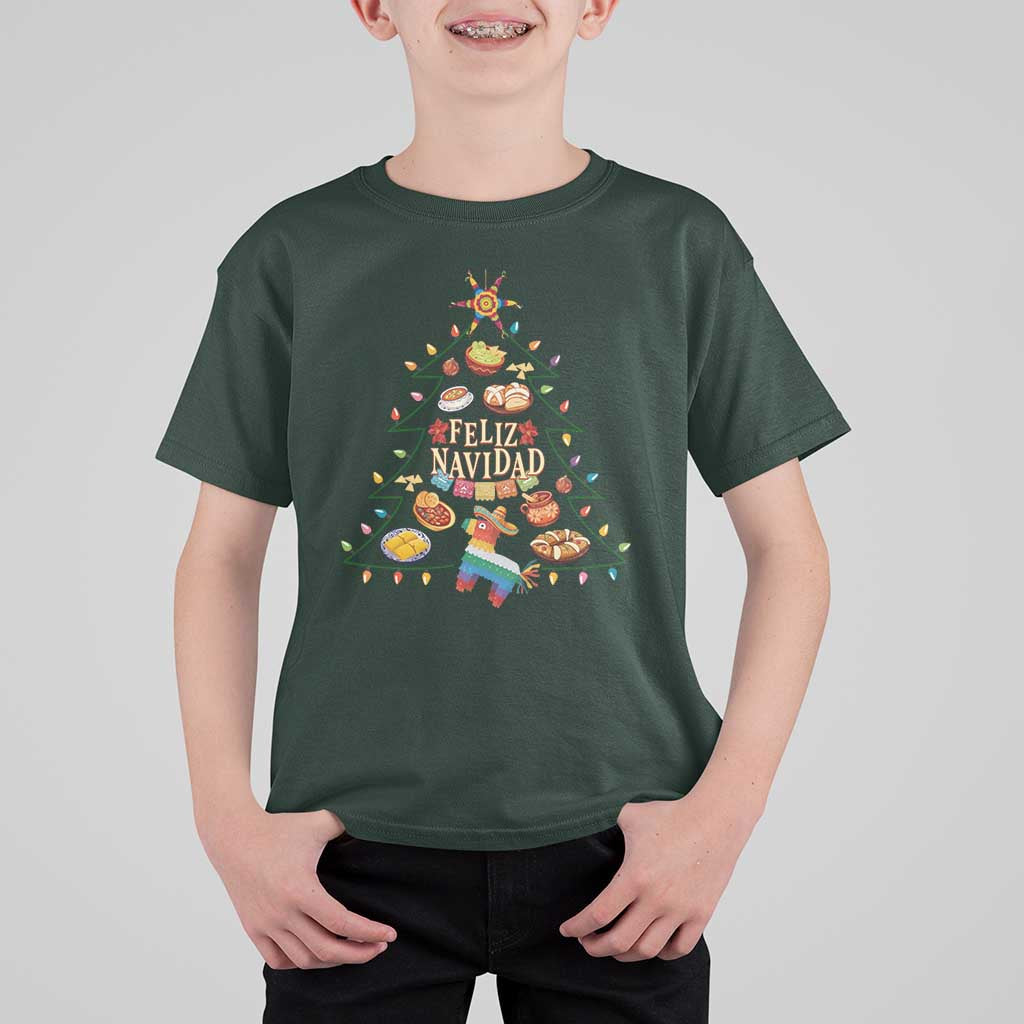 Feliz Navidad T Shirt For Kid Mexican Christmas Tree Fiesta - Wonder Print Shop