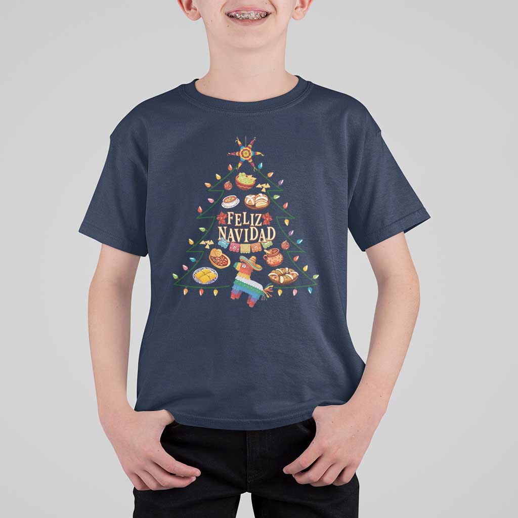 Feliz Navidad T Shirt For Kid Mexican Christmas Tree Fiesta - Wonder Print Shop