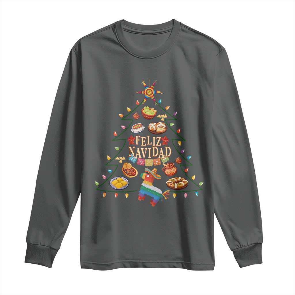 Feliz Navidad Long Sleeve Shirt Mexican Christmas Tree Fiesta - Wonder Print Shop