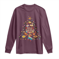 Feliz Navidad Long Sleeve Shirt Mexican Christmas Tree Fiesta - Wonder Print Shop