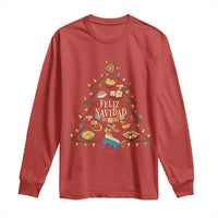 Feliz Navidad Long Sleeve Shirt Mexican Christmas Tree Fiesta - Wonder Print Shop