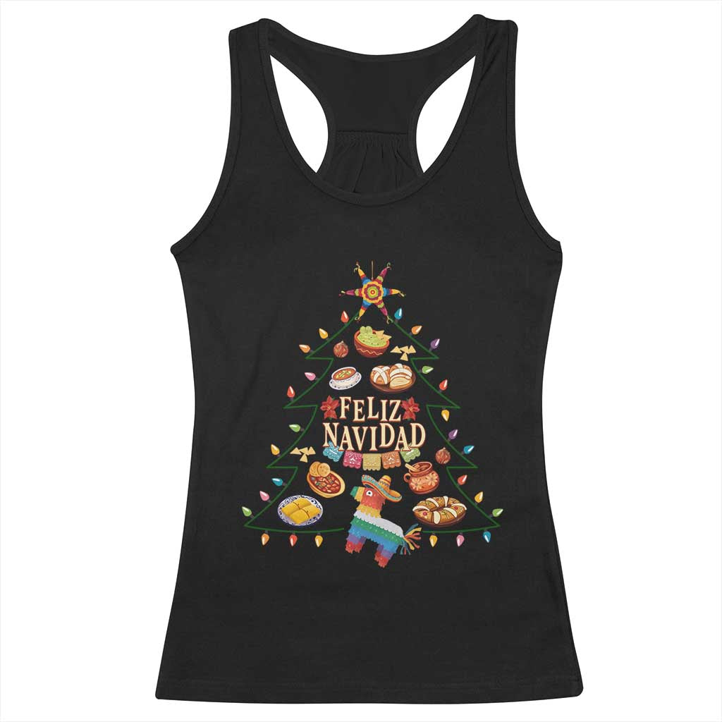 Feliz Navidad Racerback Tank Top Mexican Christmas Tree Fiesta - Wonder Print Shop