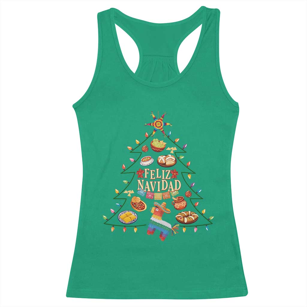 Feliz Navidad Racerback Tank Top Mexican Christmas Tree Fiesta - Wonder Print Shop