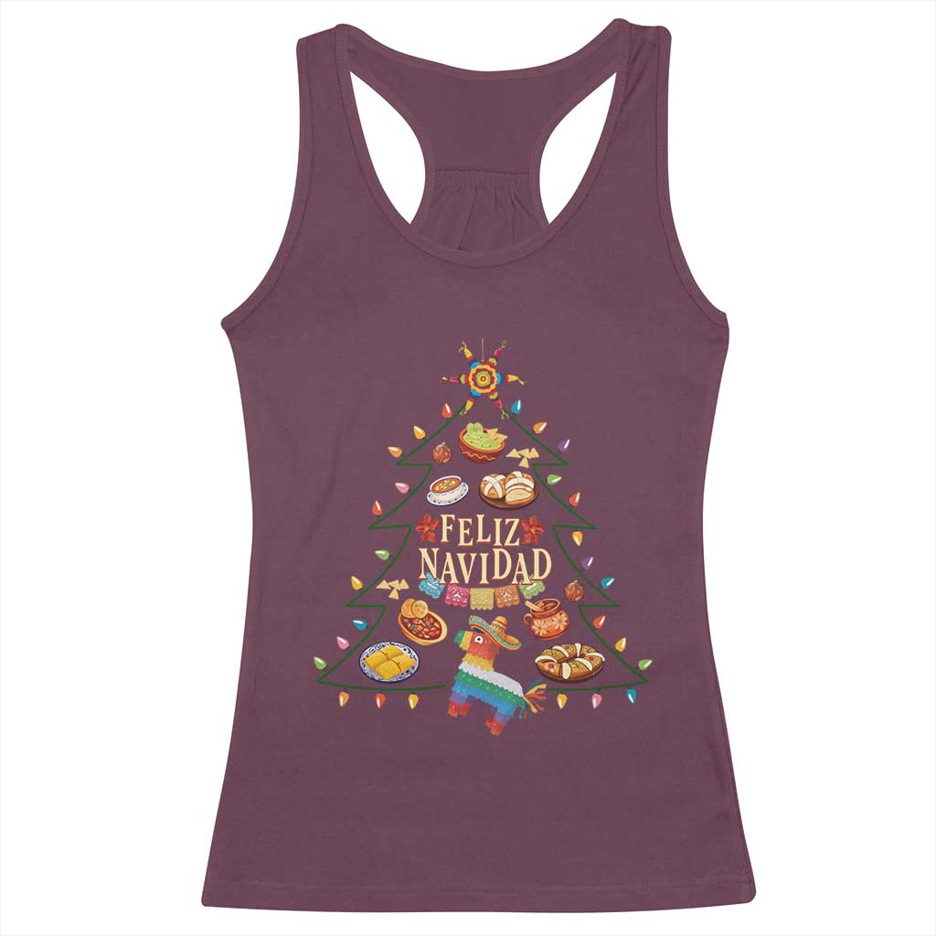 Feliz Navidad Racerback Tank Top Mexican Christmas Tree Fiesta - Wonder Print Shop