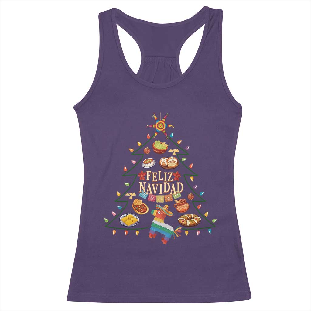 Feliz Navidad Racerback Tank Top Mexican Christmas Tree Fiesta - Wonder Print Shop