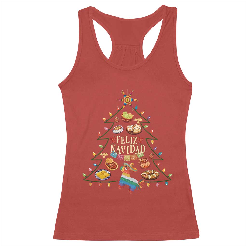 Feliz Navidad Racerback Tank Top Mexican Christmas Tree Fiesta - Wonder Print Shop