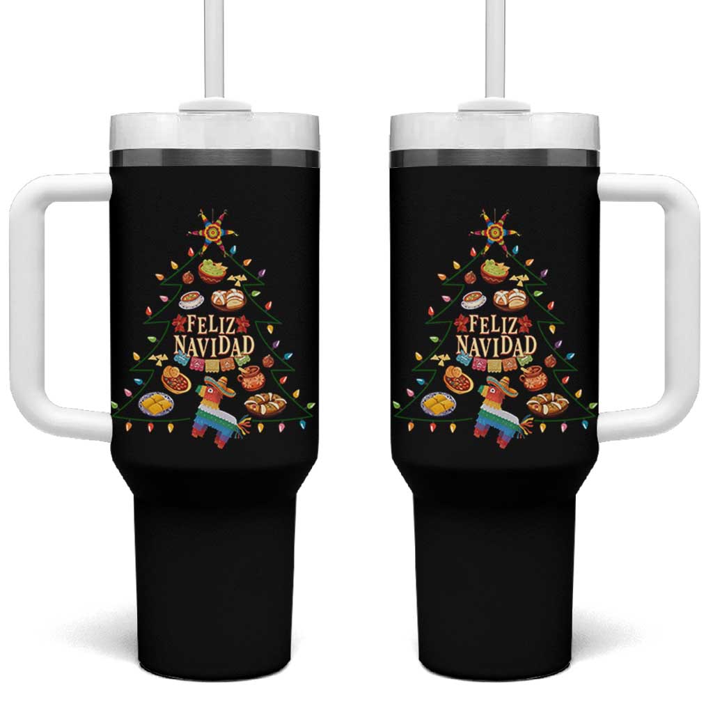 Feliz Navidad Tumbler With Handle Mexican Christmas Tree Fiesta - Wonder Print Shop