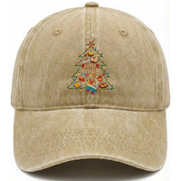 Feliz Navidad Washed Cotton Baseball Cap Mexican Christmas Tree Fiesta
