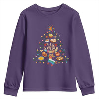 Feliz Navidad Youth Sweatshirt Mexican Christmas Tree Fiesta - Wonder Print Shop