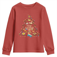 Feliz Navidad Youth Sweatshirt Mexican Christmas Tree Fiesta - Wonder Print Shop