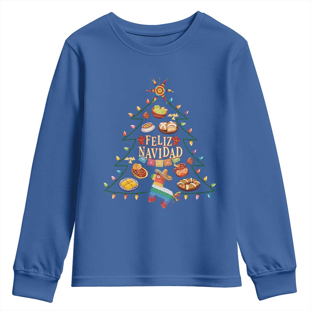 Feliz Navidad Youth Sweatshirt Mexican Christmas Tree Fiesta - Wonder Print Shop