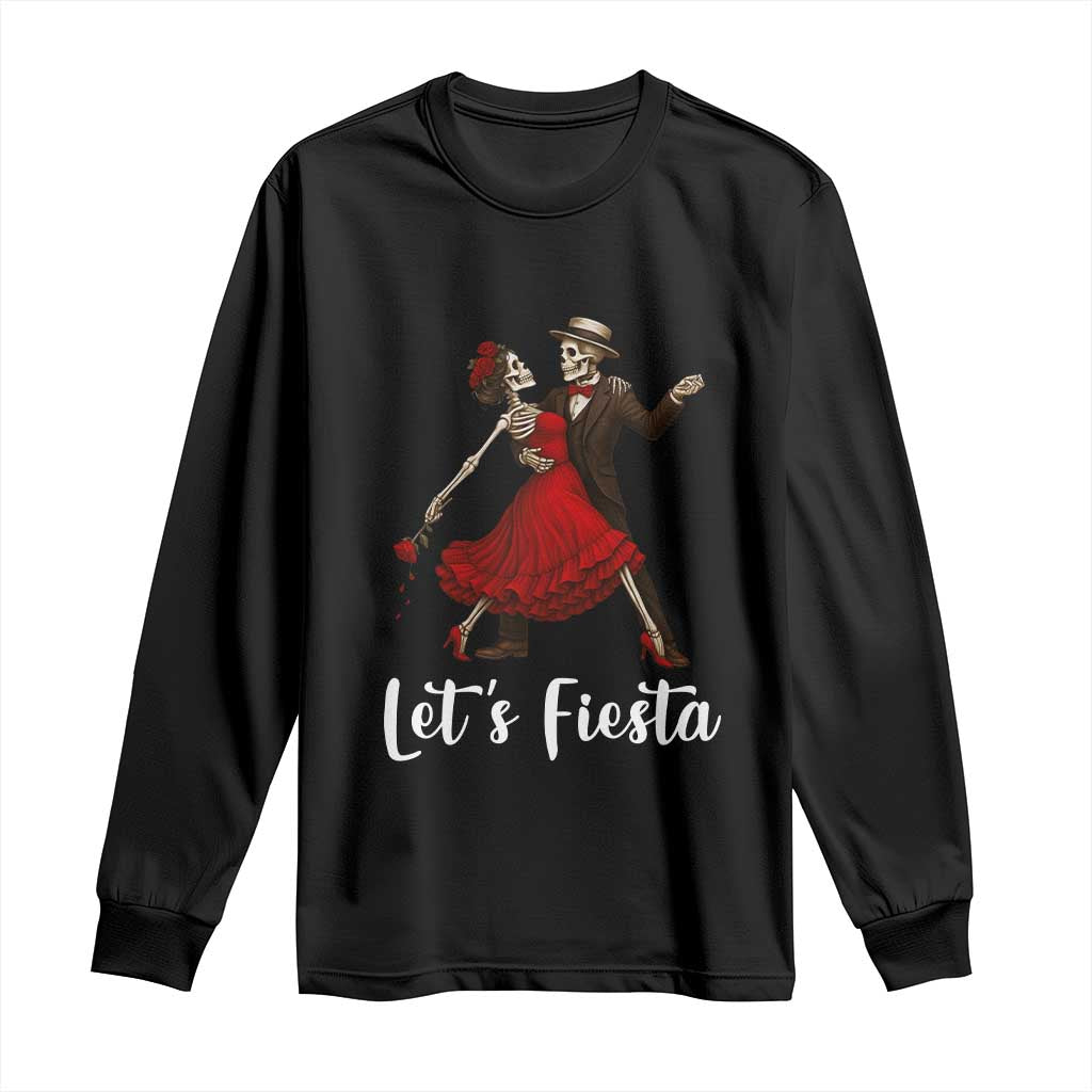 Skeleton Mexican Christmas Long Sleeve Shirt Let us Fiesta - Wonder Print Shop
