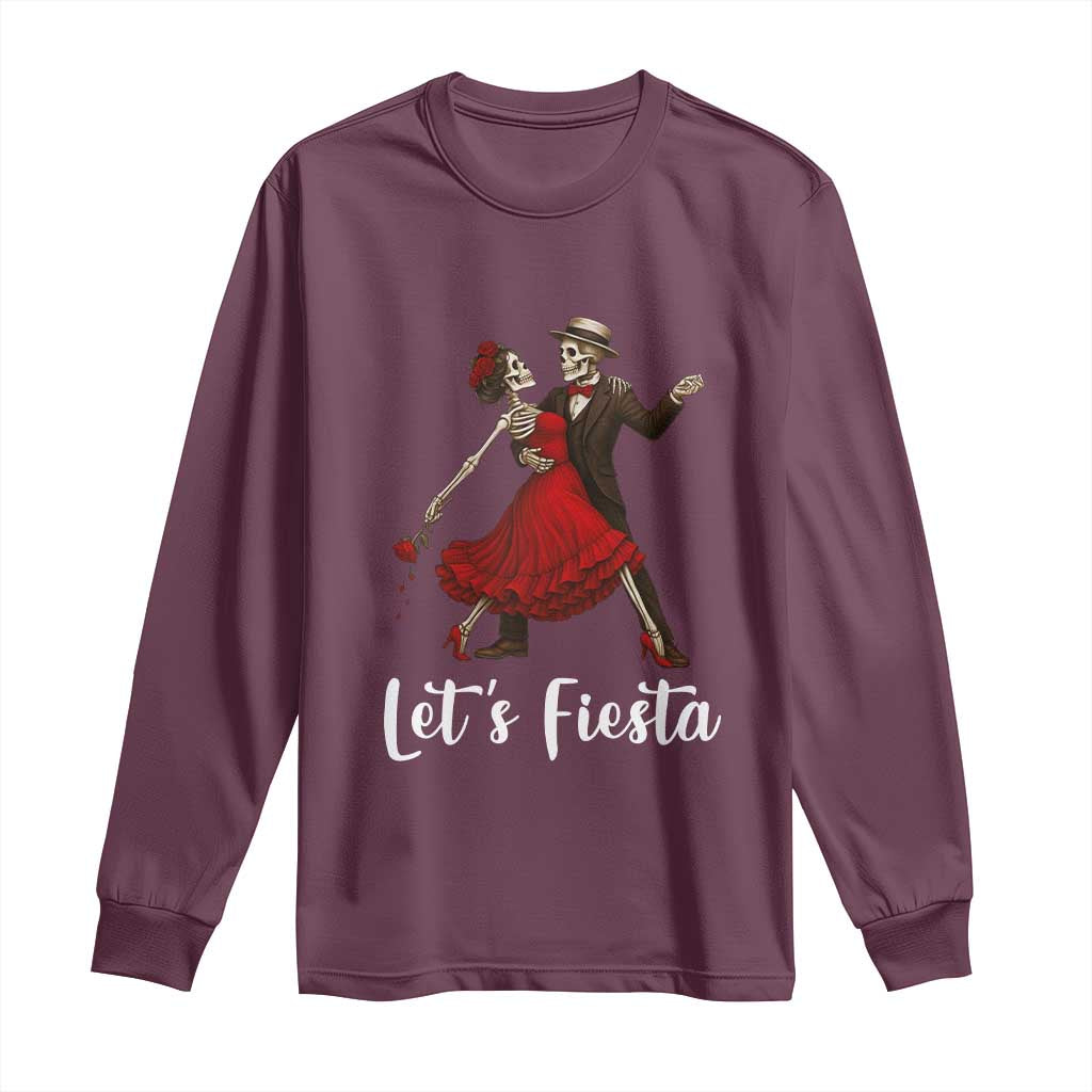 Skeleton Mexican Christmas Long Sleeve Shirt Let us Fiesta - Wonder Print Shop