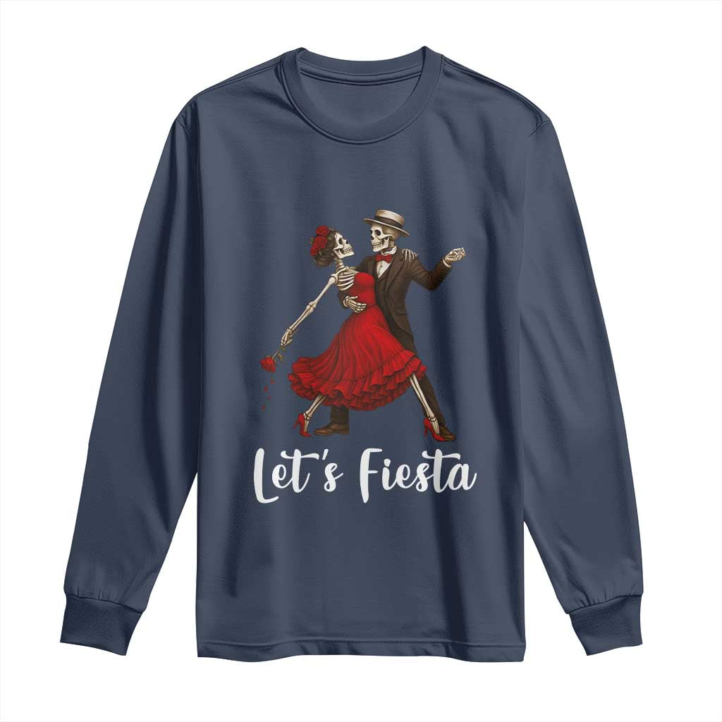 Skeleton Mexican Christmas Long Sleeve Shirt Let us Fiesta - Wonder Print Shop