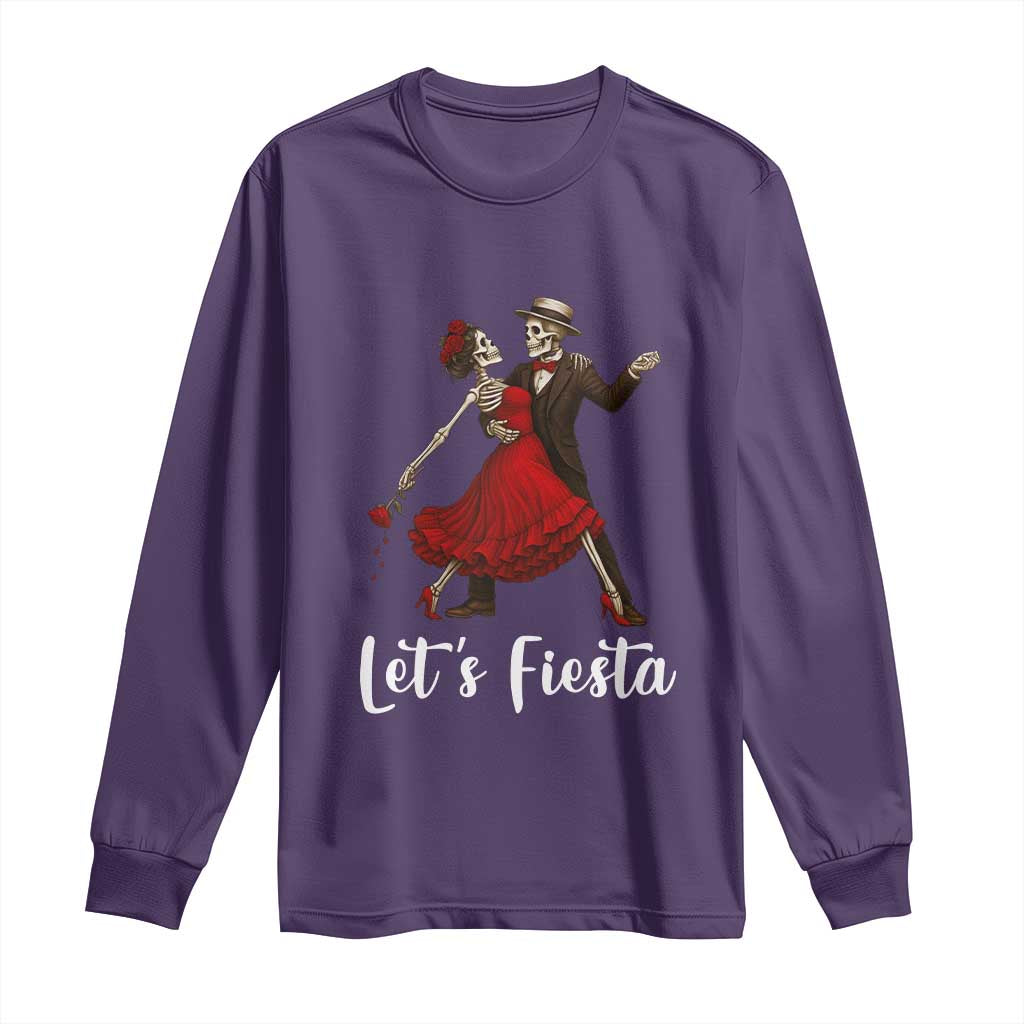 Skeleton Mexican Christmas Long Sleeve Shirt Let us Fiesta - Wonder Print Shop