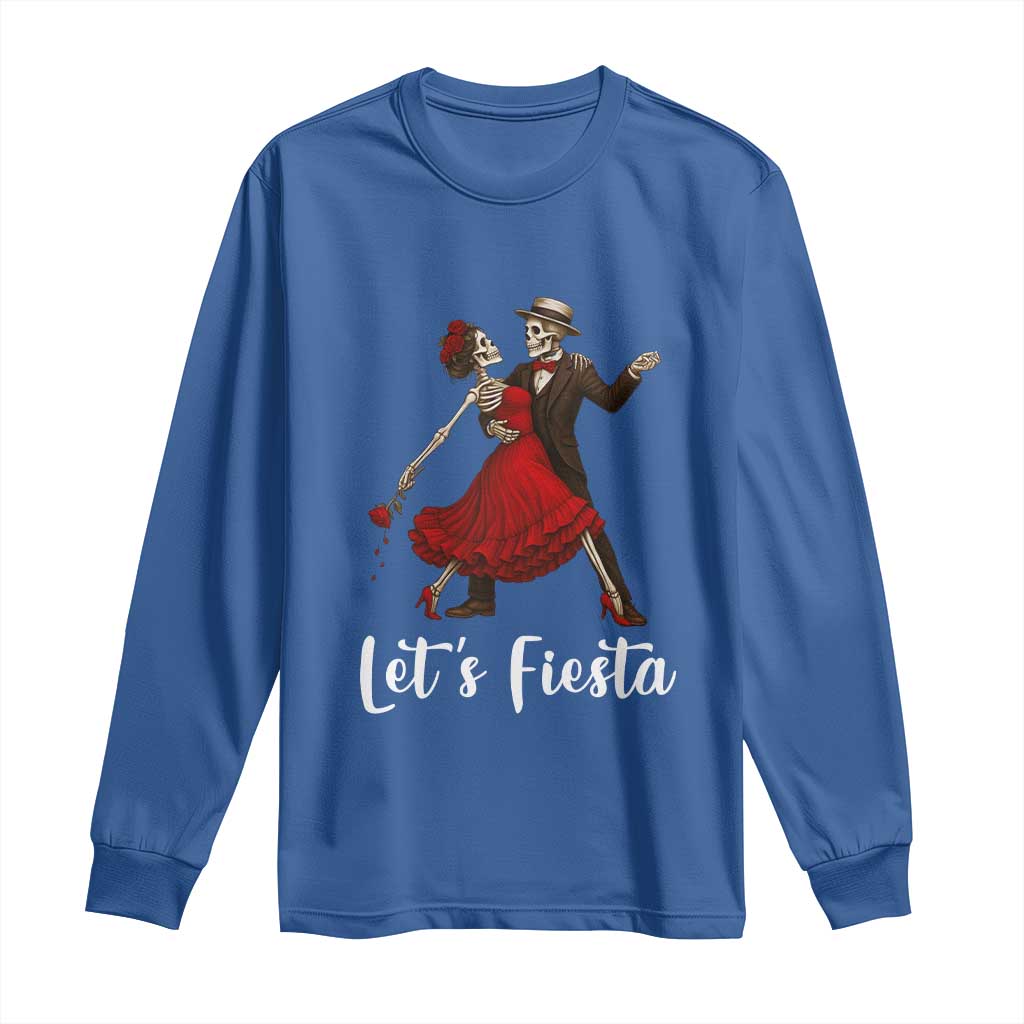 Skeleton Mexican Christmas Long Sleeve Shirt Let us Fiesta - Wonder Print Shop