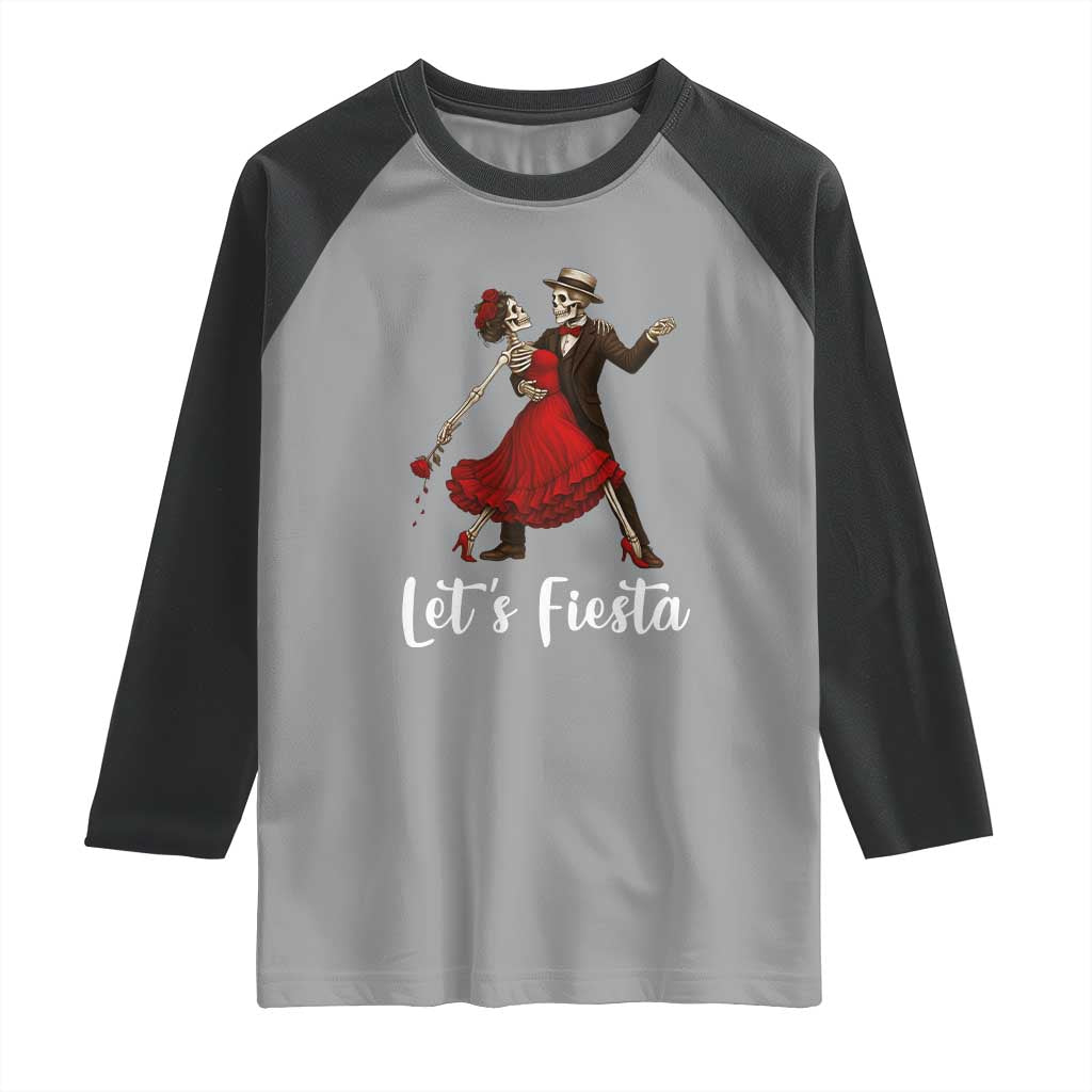 Skeleton Mexican Christmas Raglan Shirt Let us Fiesta - Wonder Print Shop