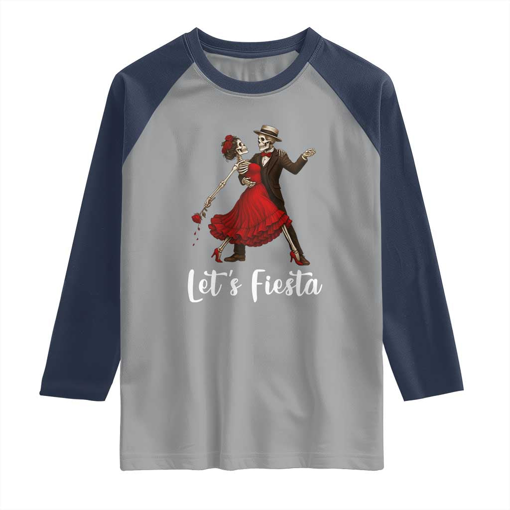 Skeleton Mexican Christmas Raglan Shirt Let us Fiesta - Wonder Print Shop