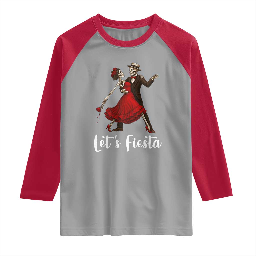 Skeleton Mexican Christmas Raglan Shirt Let us Fiesta - Wonder Print Shop