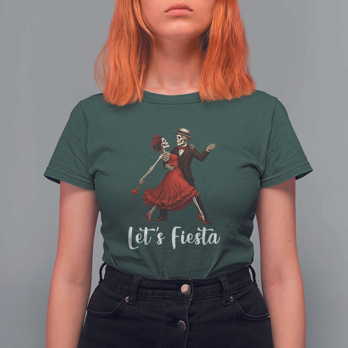 Skeleton Mexican Christmas T Shirt For Women Let us Fiesta - Wonder Print Shop