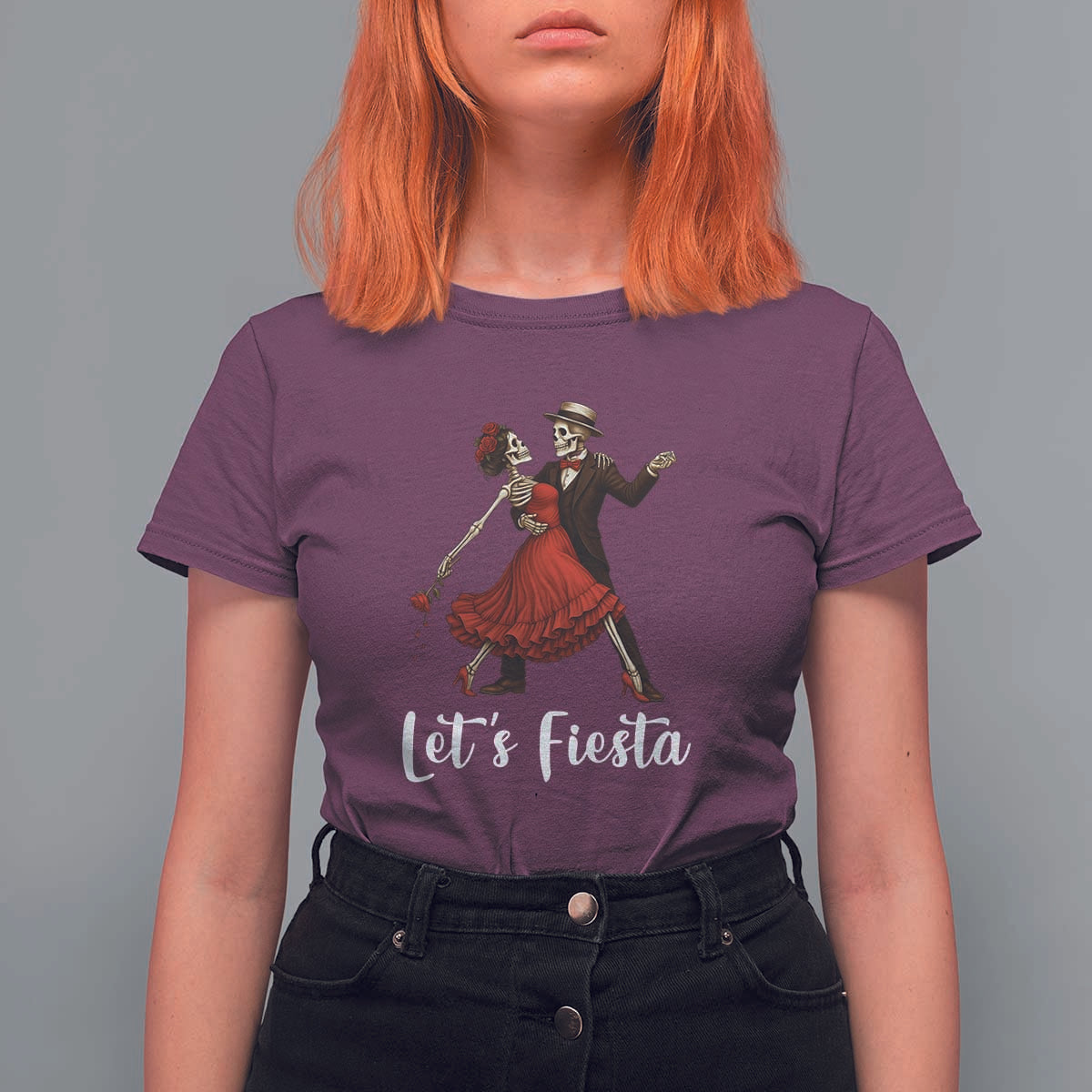 Skeleton Mexican Christmas T Shirt For Women Let us Fiesta - Wonder Print Shop