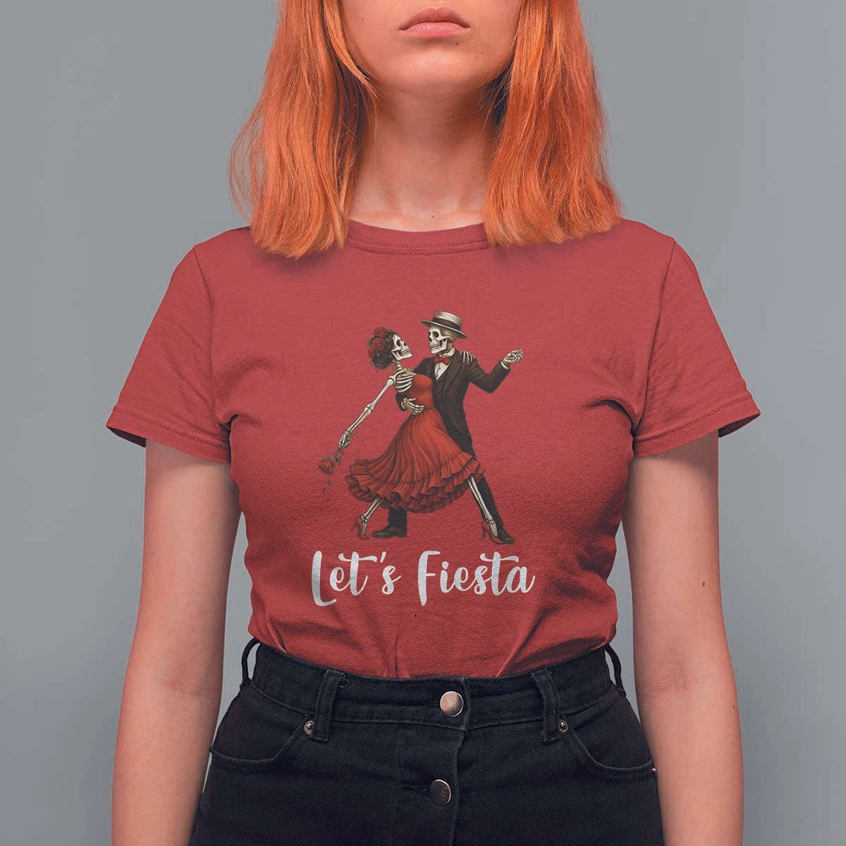 Skeleton Mexican Christmas T Shirt For Women Let us Fiesta - Wonder Print Shop