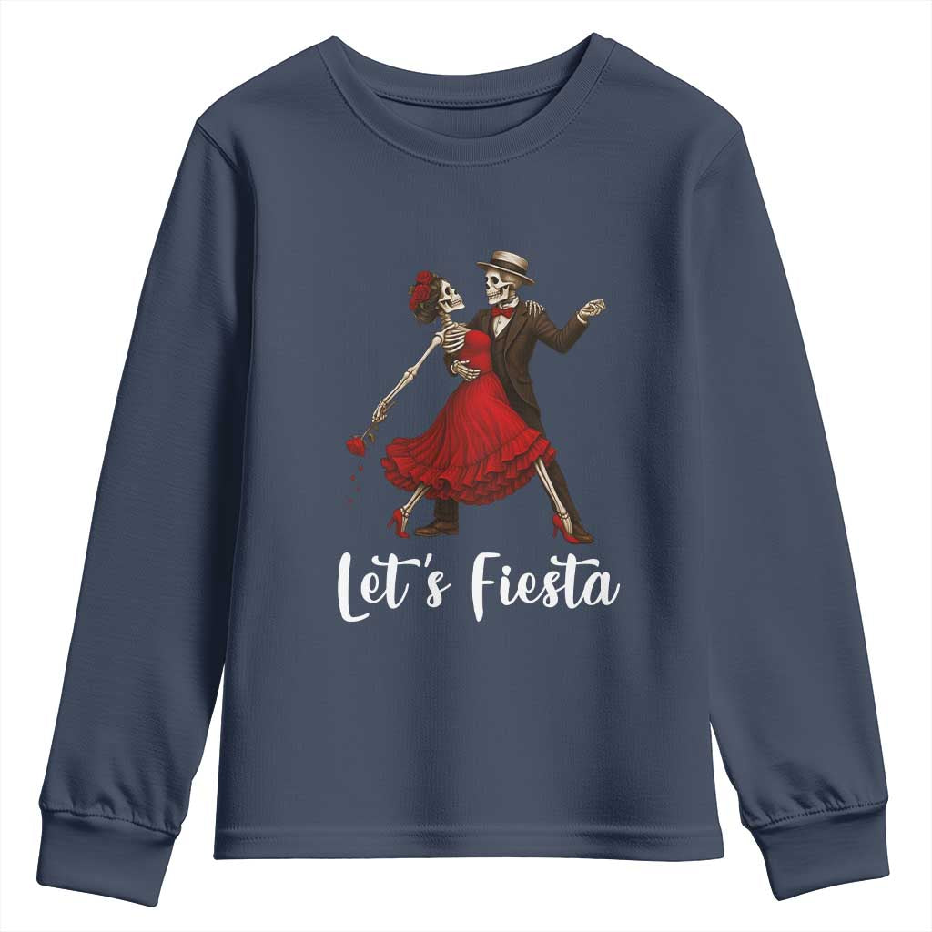 Skeleton Mexican Christmas Youth Sweatshirt Let us Fiesta - Wonder Print Shop