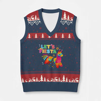 Funny Pinata Mexican V-Neck Knit Sweater Vest Let Us Fiesta - Wonder Print Shop