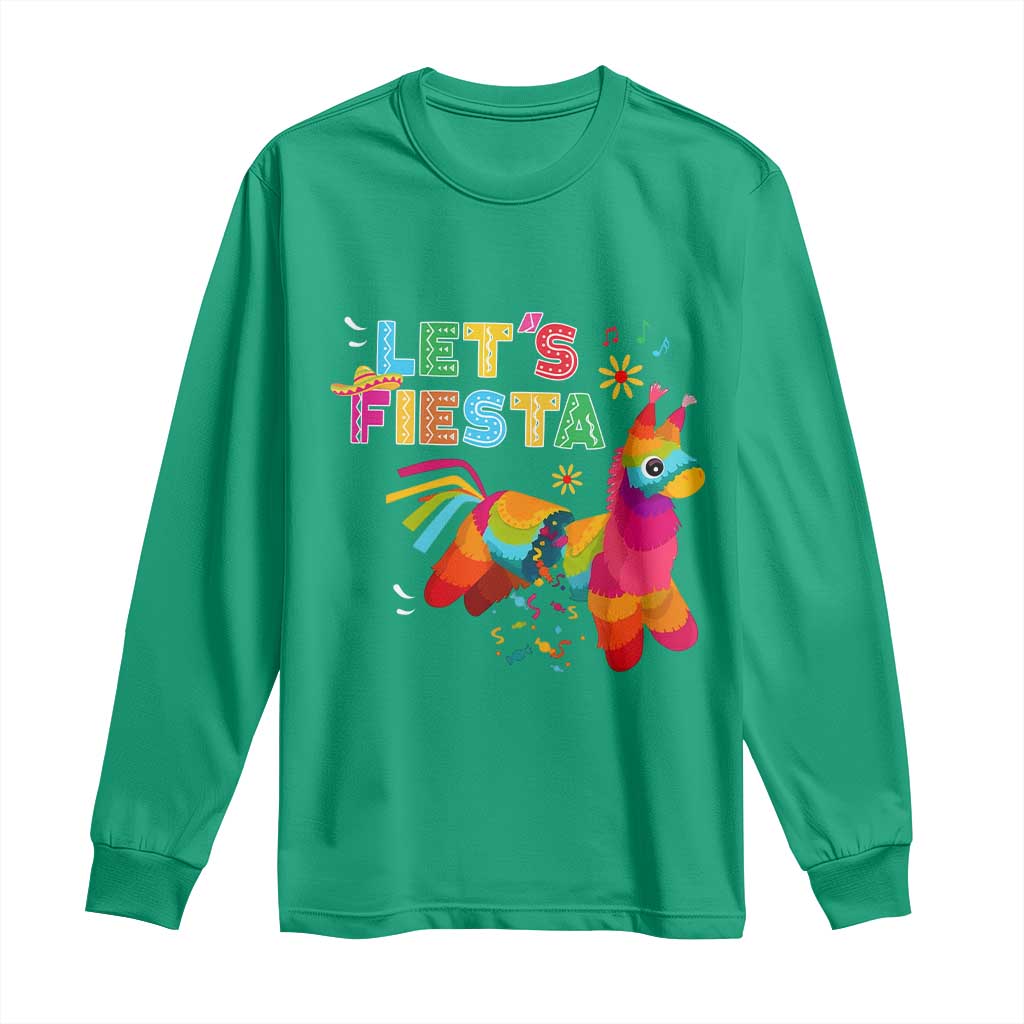 Funny Pinata Mexican Long Sleeve Shirt Let Us Fiesta - Wonder Print Shop