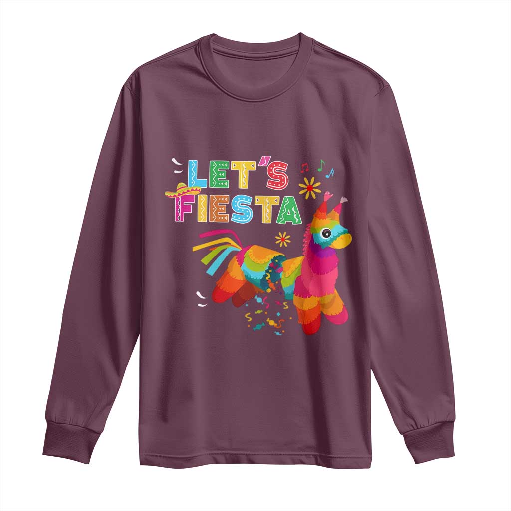 Funny Pinata Mexican Long Sleeve Shirt Let Us Fiesta - Wonder Print Shop