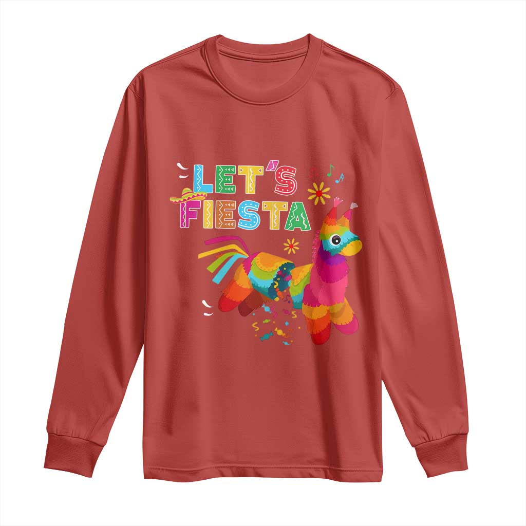 Funny Pinata Mexican Long Sleeve Shirt Let Us Fiesta - Wonder Print Shop