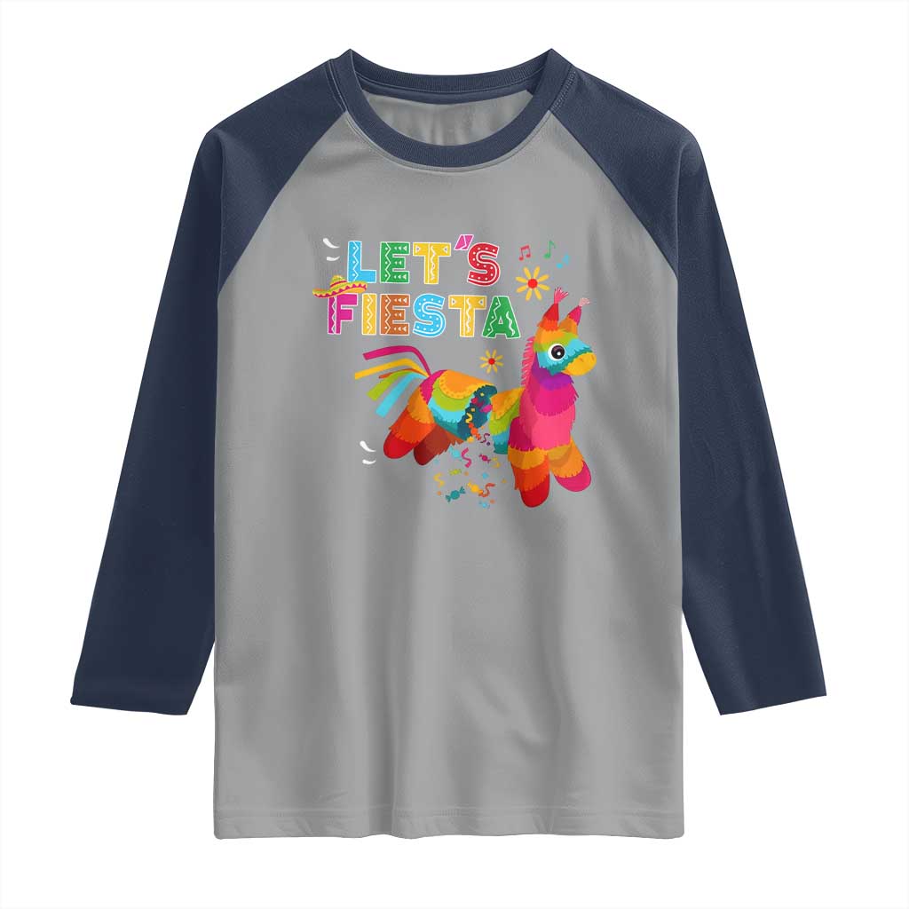 Funny Pinata Mexican Raglan Shirt Let Us Fiesta - Wonder Print Shop