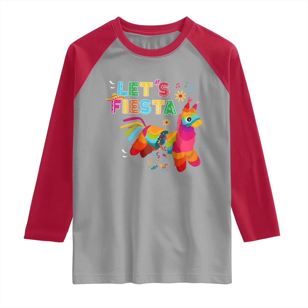 Funny Pinata Mexican Raglan Shirt Let Us Fiesta - Wonder Print Shop
