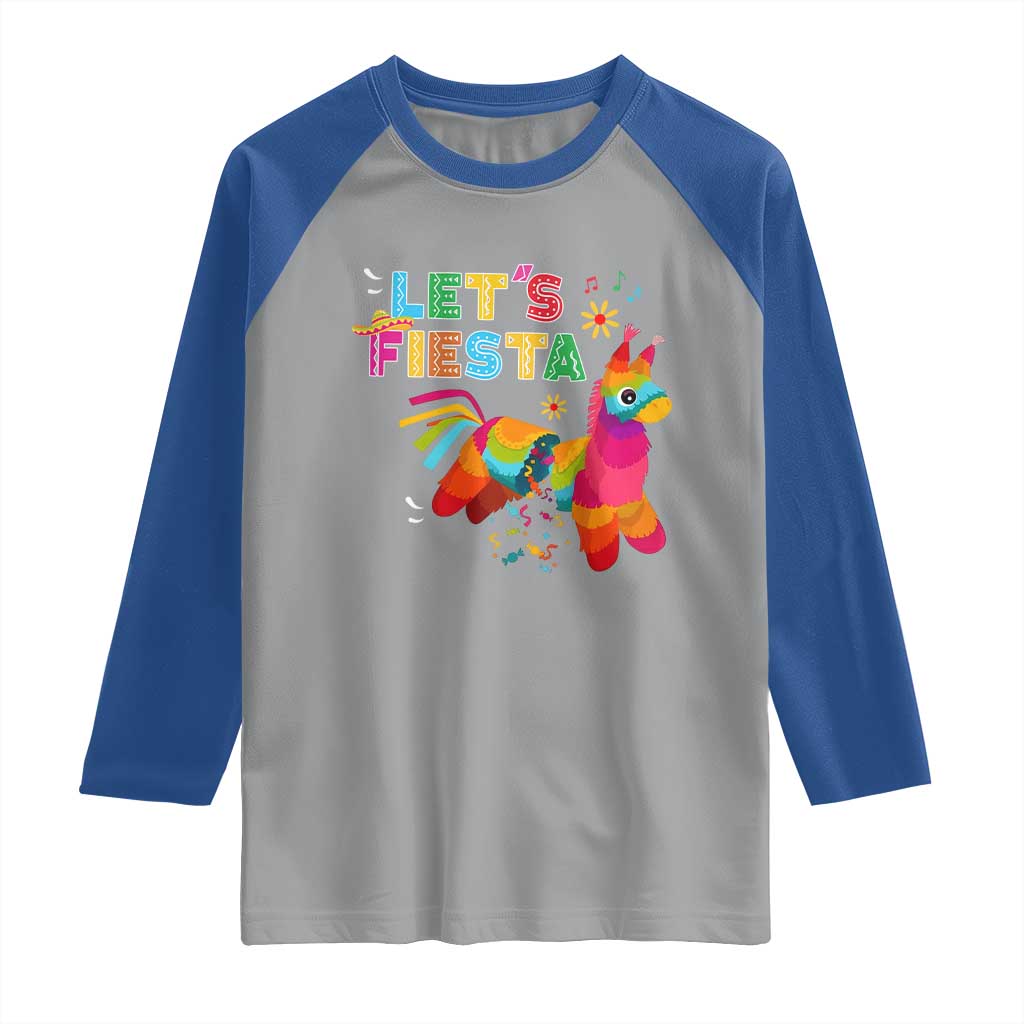 Funny Pinata Mexican Raglan Shirt Let Us Fiesta - Wonder Print Shop