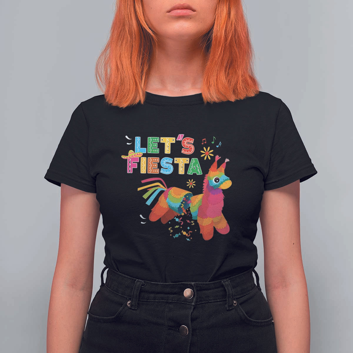 Funny Pinata Mexican T Shirt For Women Let Us Fiesta - Wonder Print Shop
